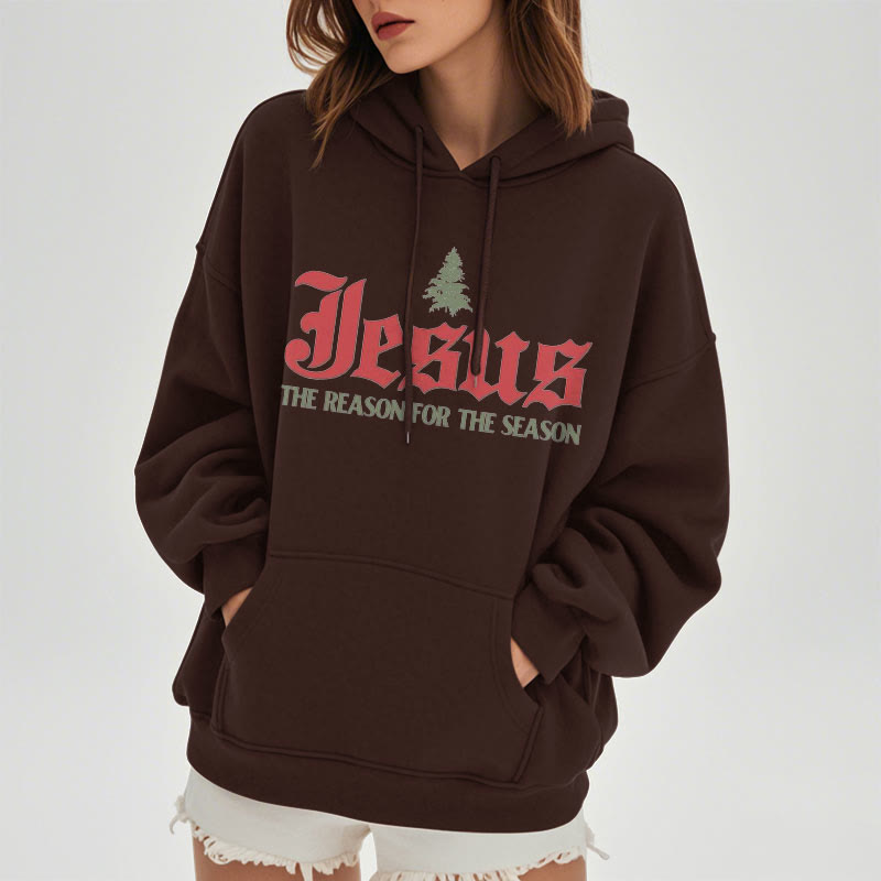 Christianartworkshop Zitat-Stil Jesus, der Grund für die Jahreszeit, Polyester-Kapuzenpullover mit Fleecefutter - image 11