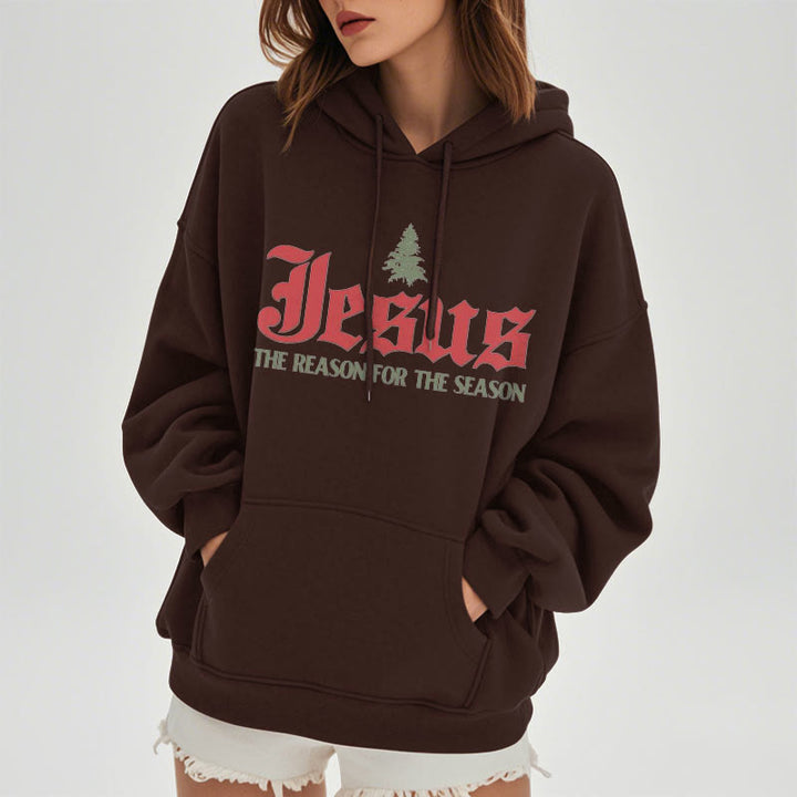 Christianartworkshop Zitatstil Jesus Der Grund für die Jahreszeit Fleecegefütterter Polyester-Hoodie - image 10