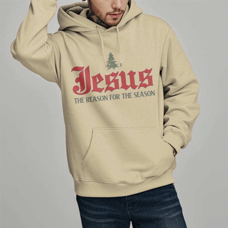 Christianartworkshop Zitatstil Jesus Der Grund für die Jahreszeit Fleecegefütterter Polyester-Hoodie - image 8