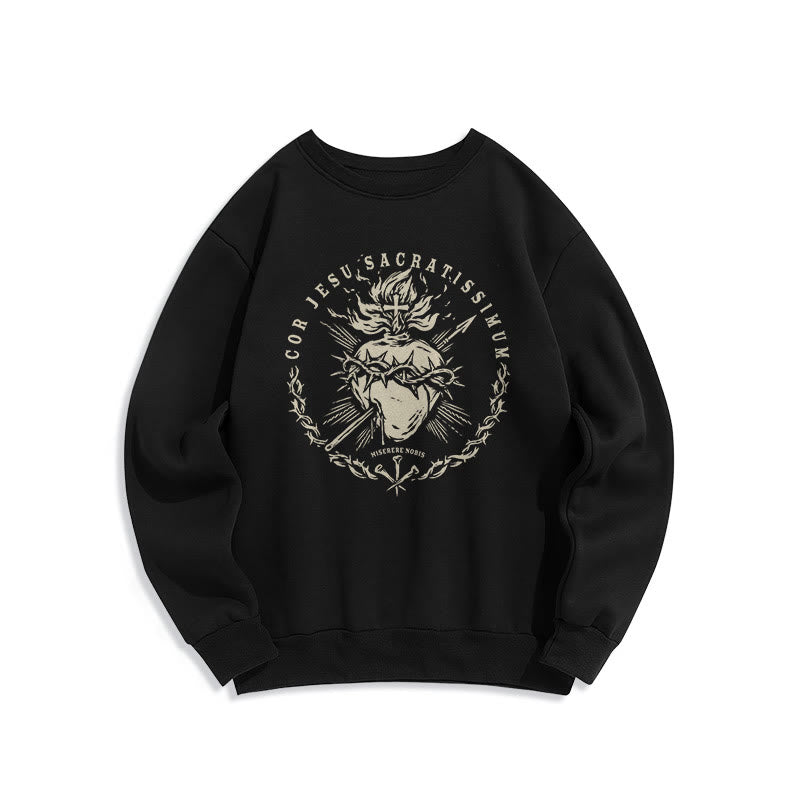Christianartworkshop Sweatshirt im klassischen Stil mit Fleecefutter aus Polyester mit Heiligem Herz Jesu