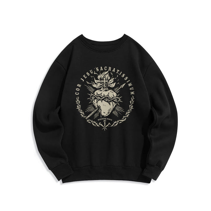 Christianartworkshop Sweatshirt im klassischen Stil mit Fleecefutter aus Polyester mit Heiligem Herz Jesu