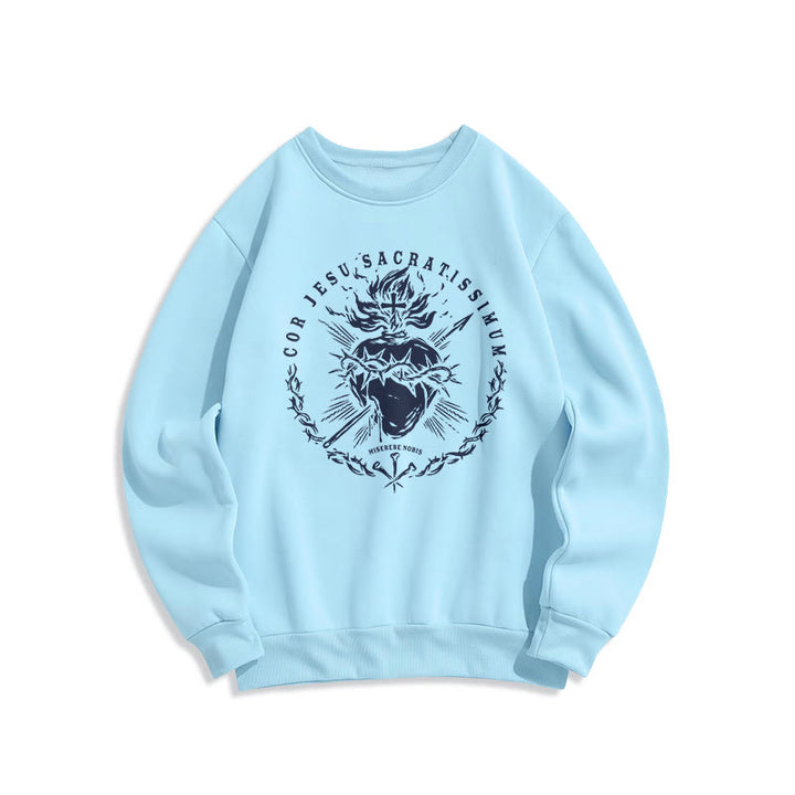 Christianartworkshop Sweatshirt im klassischen Stil mit Fleecefutter aus Polyester mit Heiligem Herz Jesu