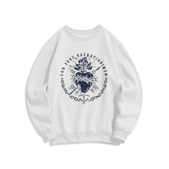 Christianartworkshop Sweatshirt im klassischen Stil mit Fleecefutter aus Polyester mit Heiligem Herz Jesu