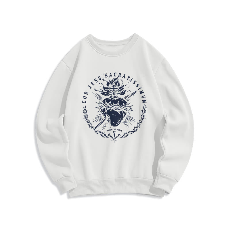 Christianartworkshop Sweatshirt im klassischen Stil mit Fleecefutter aus Polyester mit Heiligem Herz Jesu - Weiß - 2XL - image 0