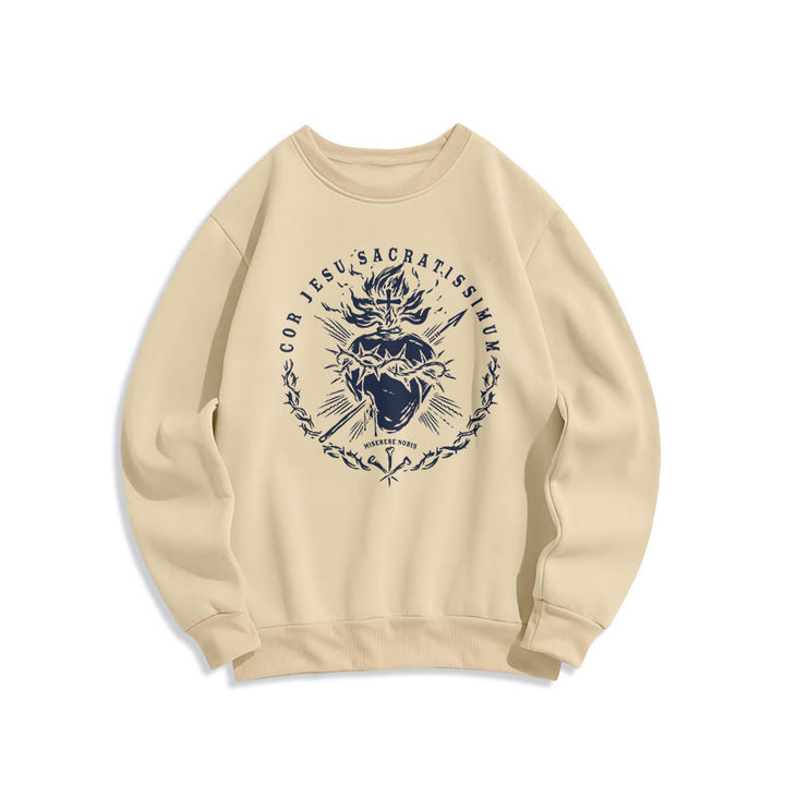 Christianartworkshop Sweatshirt im klassischen Stil mit Fleecefutter aus Polyester mit Heiligem Herz Jesu - Beige - 2XL - image 8