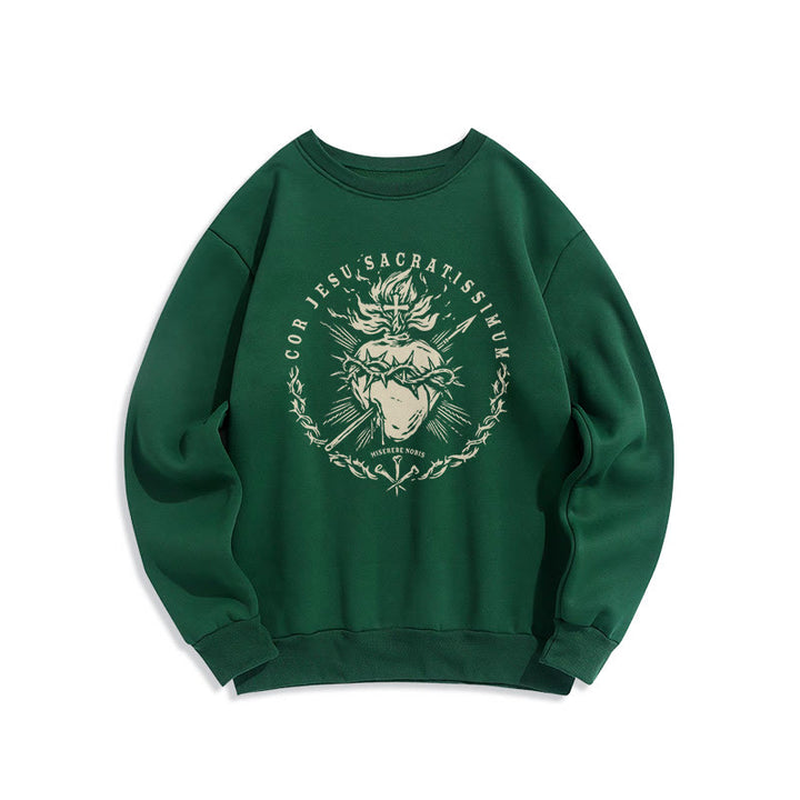 Christianartworkshop Klassisches Sweatshirt mit Herz-Jesu-Motiv, gefüttert mit Polyester - Grün - 2XL - image 11