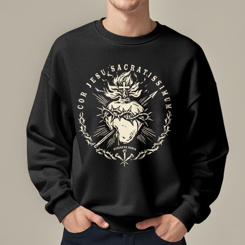 Christianartworkshop Sweatshirt im klassischen Stil mit Fleecefutter aus Polyester mit Heiligem Herz Jesu