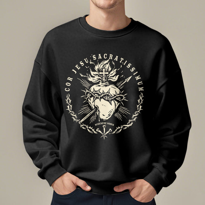 Christianartworkshop Sweatshirt im klassischen Stil mit Fleecefutter aus Polyester mit Heiligem Herz Jesu