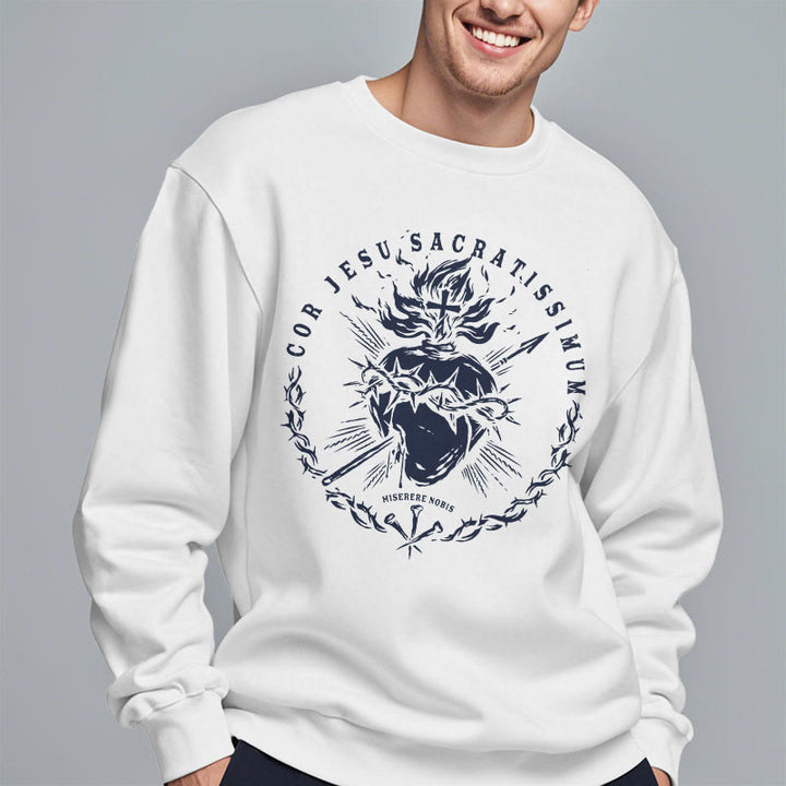 Christianartworkshop Sweatshirt im klassischen Stil mit Fleecefutter aus Polyester mit Heiligem Herz Jesu