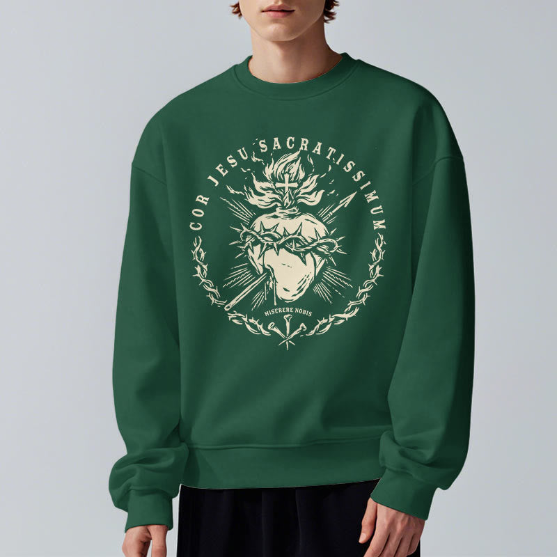 Christianartworkshop Sweatshirt im klassischen Stil mit Fleecefutter aus Polyester mit Heiligem Herz Jesu