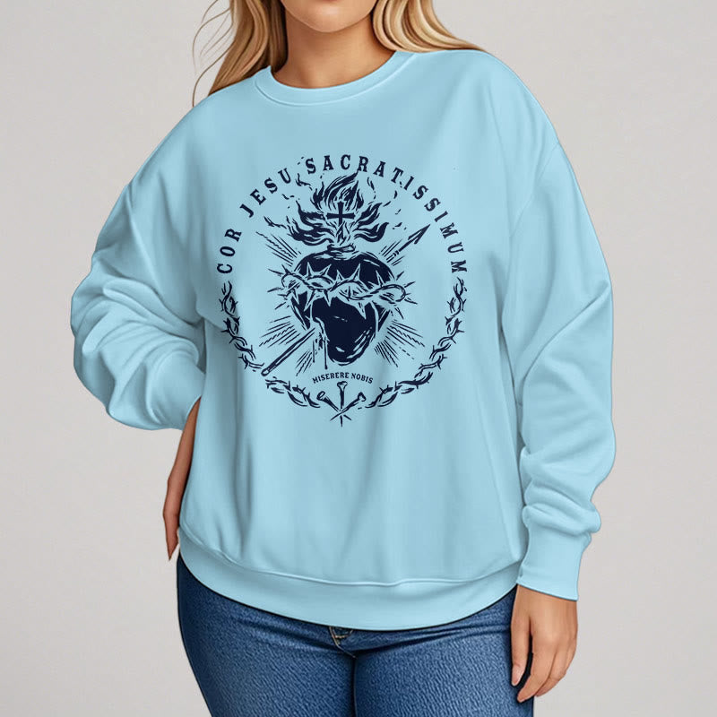 Christianartworkshop Sweatshirt im klassischen Stil mit Fleecefutter aus Polyester mit Heiligem Herz Jesu