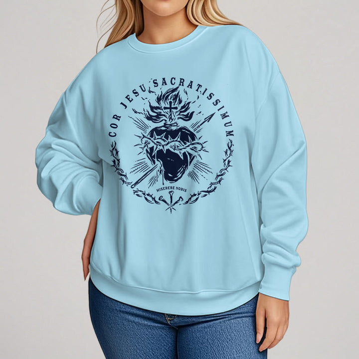 Christianartworkshop Sweatshirt im klassischen Stil mit Fleecefutter aus Polyester mit Heiligem Herz Jesu