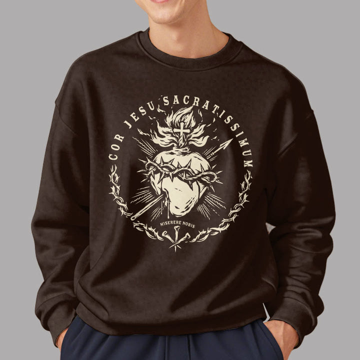 Christianartworkshop Sweatshirt im klassischen Stil mit Fleecefutter aus Polyester mit Heiligem Herz Jesu