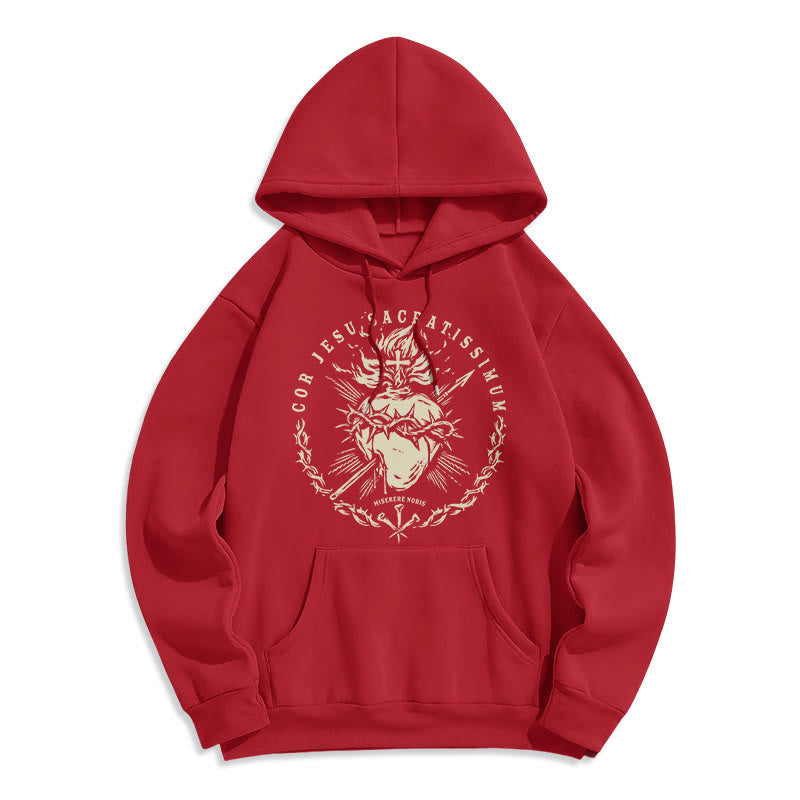 Christianartworkshop Klassischer Hoodie mit Herz-Jesu-Motiv, gefüttert mit Polyester, Fleece-Futter - Rot - 2XL - image 17