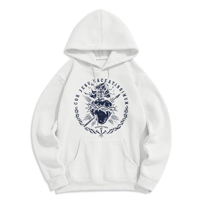 Christianartworkshop Klassischer Hoodie mit Herz-Jesu-Motiv, gefüttert mit Polyester, Fleece-Futter - Weiß - 2XL - image 0
