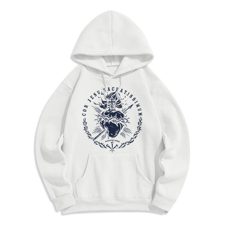 Christianartworkshop Kapuzenpullover im klassischen Stil mit dem Heiligen Herzen Jesu, gefüttert mit Fleece, Polyester - Weiß - 2XL - image 0