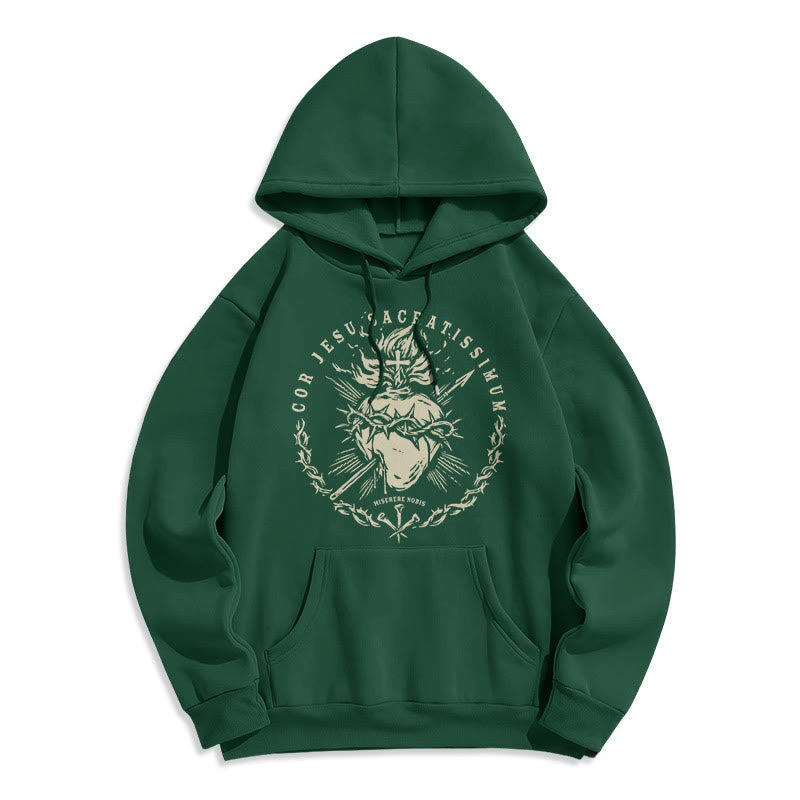 Christianartworkshop Klassischer Hoodie mit Herz-Jesu-Motiv, gefüttert mit Polyester, Fleece-Futter - Grün - 2XL - image 11