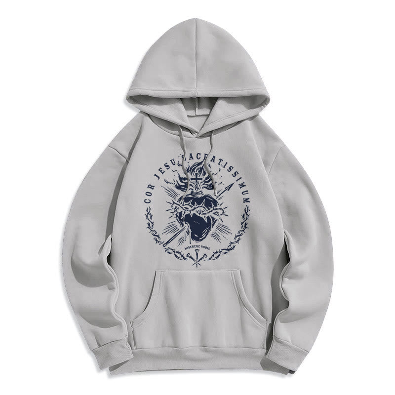 Christianartworkshop Klassischer Hoodie mit Herz-Jesu-Motiv, gefüttert mit Polyester, Fleece-Futter - Grau - 2XL - image 15