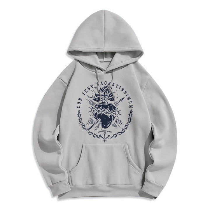 Christianartworkshop Klassischer Hoodie mit Herz-Jesu-Motiv, gefüttert mit Polyester, Fleece-Futter - Grau - 2XL - image 15