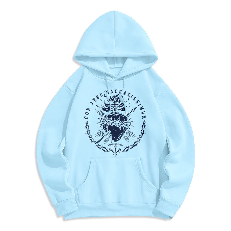Christianartworkshop Klassischer Hoodie mit Herz-Jesu-Motiv, gefüttert mit Polyester, Fleece-Futter - Blau - 2XL - image 13