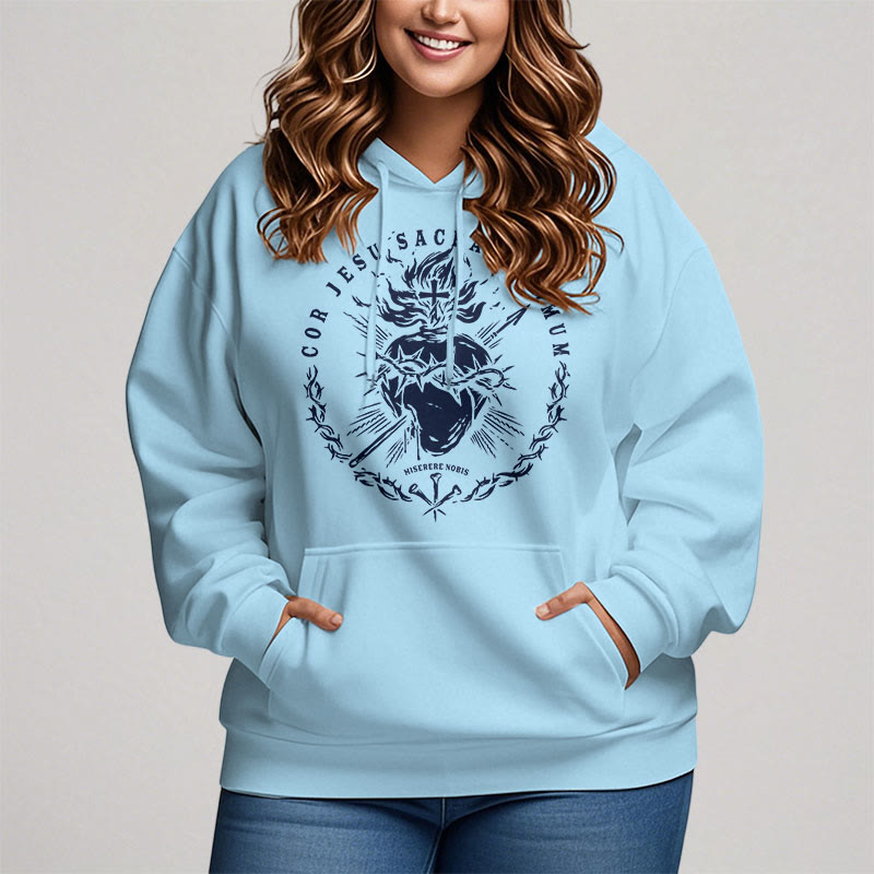 Christianartworkshop Kapuzenpullover im klassischen Stil mit dem Heiligen Herzen Jesu, gefüttert mit Fleece, Polyester