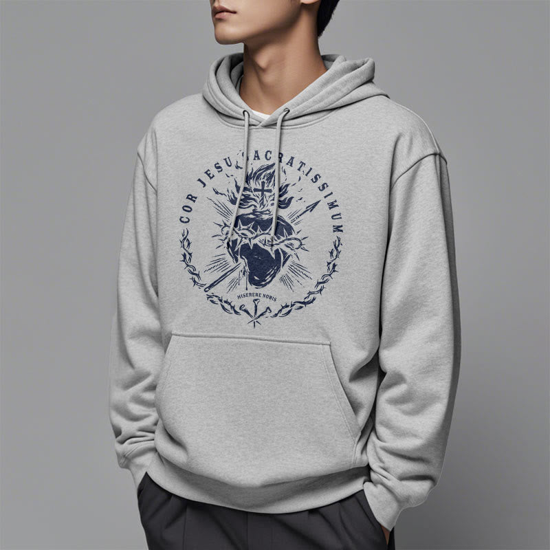 Christianartworkshop Kapuzenpullover im klassischen Stil mit dem Heiligen Herzen Jesu, gefüttert mit Fleece, Polyester