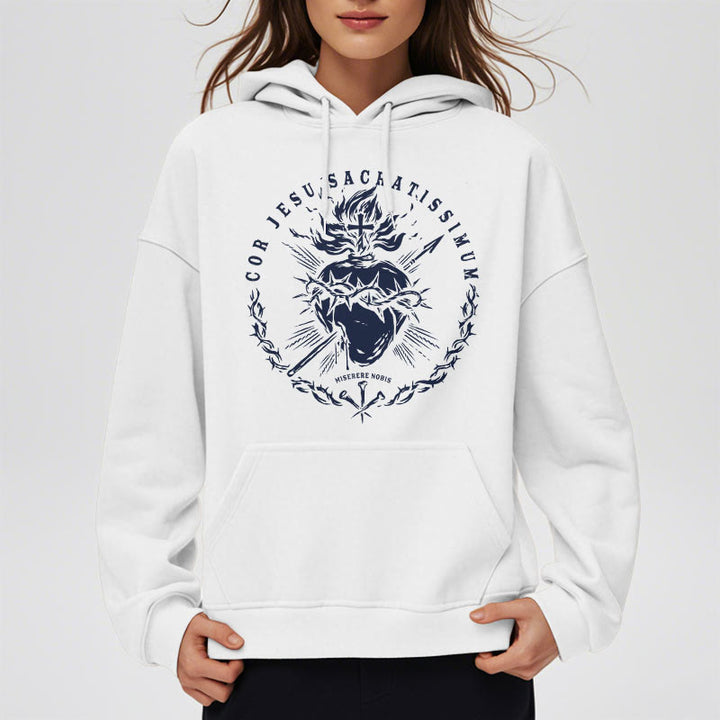 Christianartworkshop Klassischer Hoodie mit Herz-Jesu-Motiv, gefüttert mit Polyester, Fleece-Futter - image 4