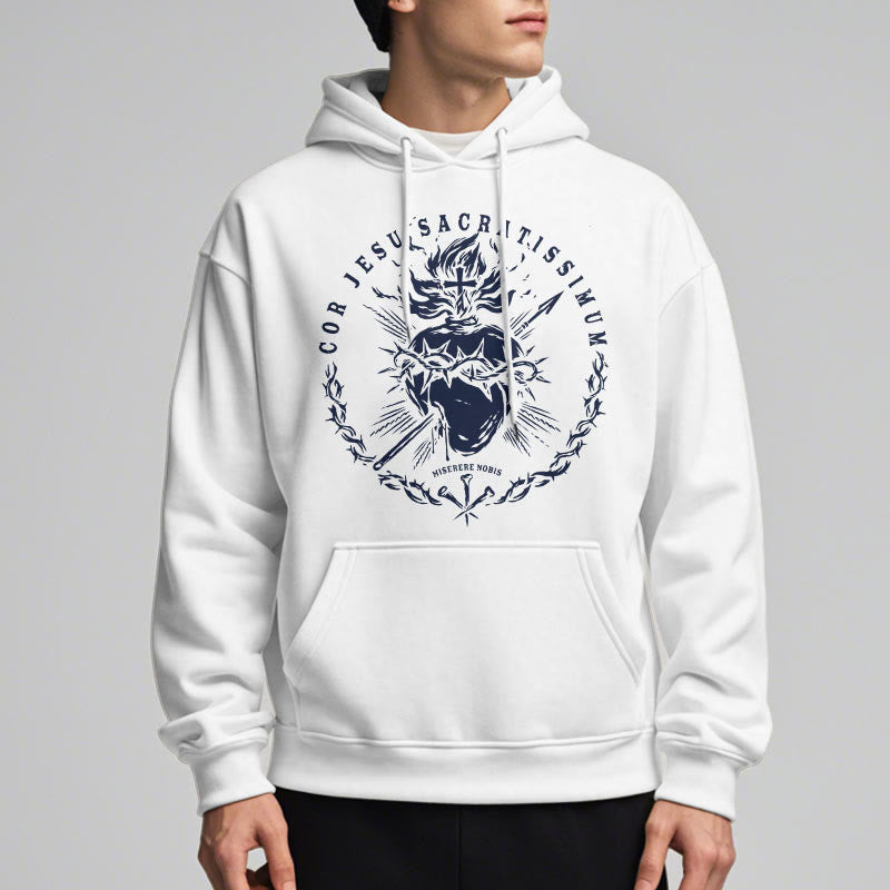Christianartworkshop Klassischer Hoodie mit Herz-Jesu-Motiv, gefüttert mit Polyester, Fleece-Futter - image 3