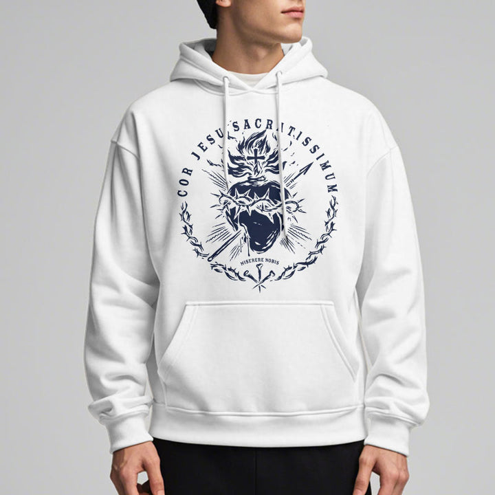 Christianartworkshop Klassischer Hoodie mit Herz-Jesu-Motiv, gefüttert mit Polyester, Fleece-Futter - image 3