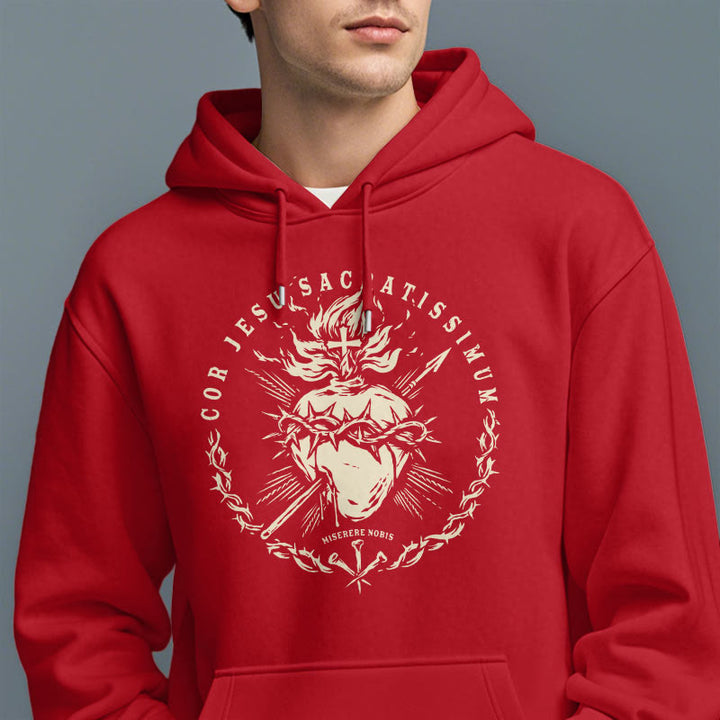 Christianartworkshop Kapuzenpullover im klassischen Stil mit dem Heiligen Herzen Jesu, gefüttert mit Fleece, Polyester