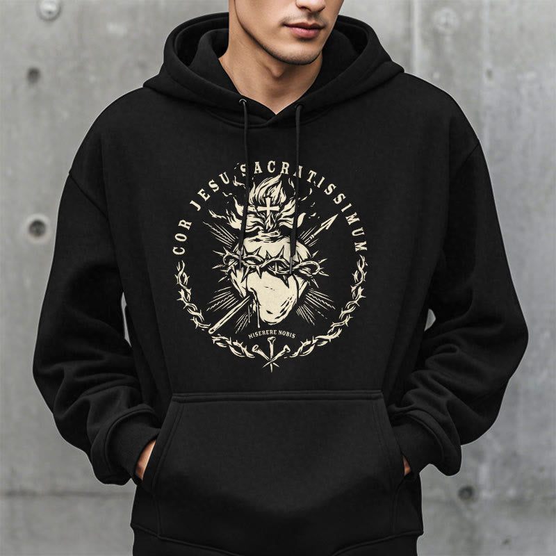 Christianartworkshop Klassischer Hoodie mit Herz-Jesu-Motiv, gefüttert mit Polyester, Fleece-Futter - image 6