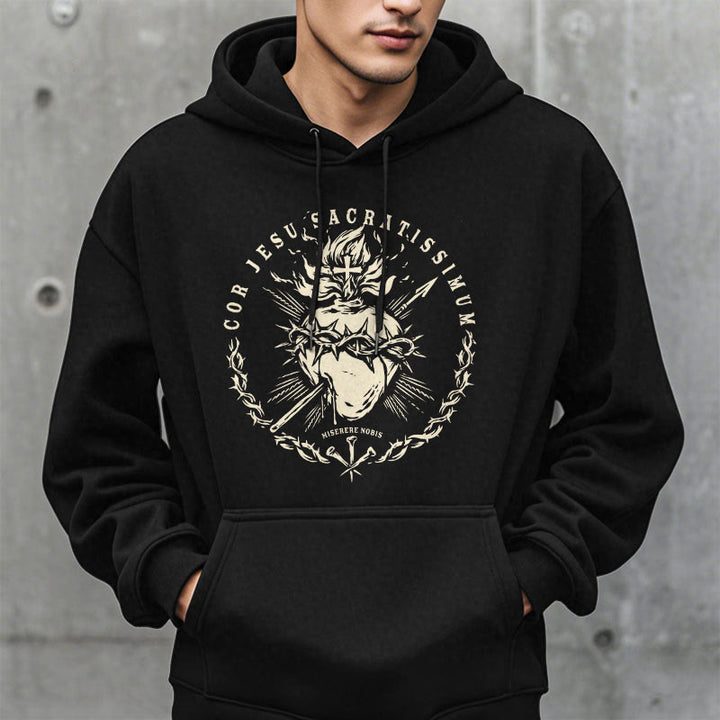 Christianartworkshop Klassischer Hoodie mit Herz-Jesu-Motiv, gefüttert mit Polyester, Fleece-Futter - image 6