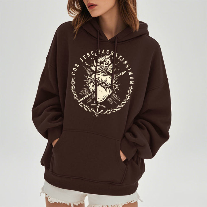 Christianartworkshop Kapuzenpullover im klassischen Stil mit dem Heiligen Herzen Jesu, gefüttert mit Fleece, Polyester