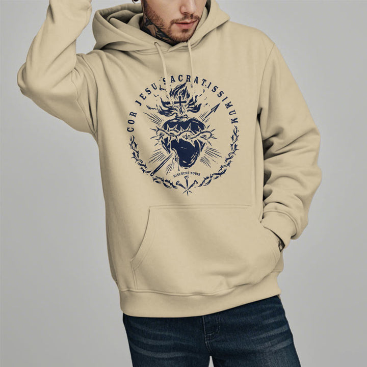Christianartworkshop Klassischer Hoodie mit Herz-Jesu-Motiv, gefüttert mit Polyester, Fleece-Futter - image 8