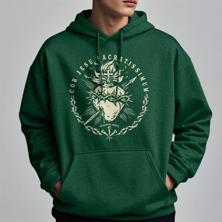 Christianartworkshop Kapuzenpullover im klassischen Stil mit dem Heiligen Herzen Jesu, gefüttert mit Fleece, Polyester