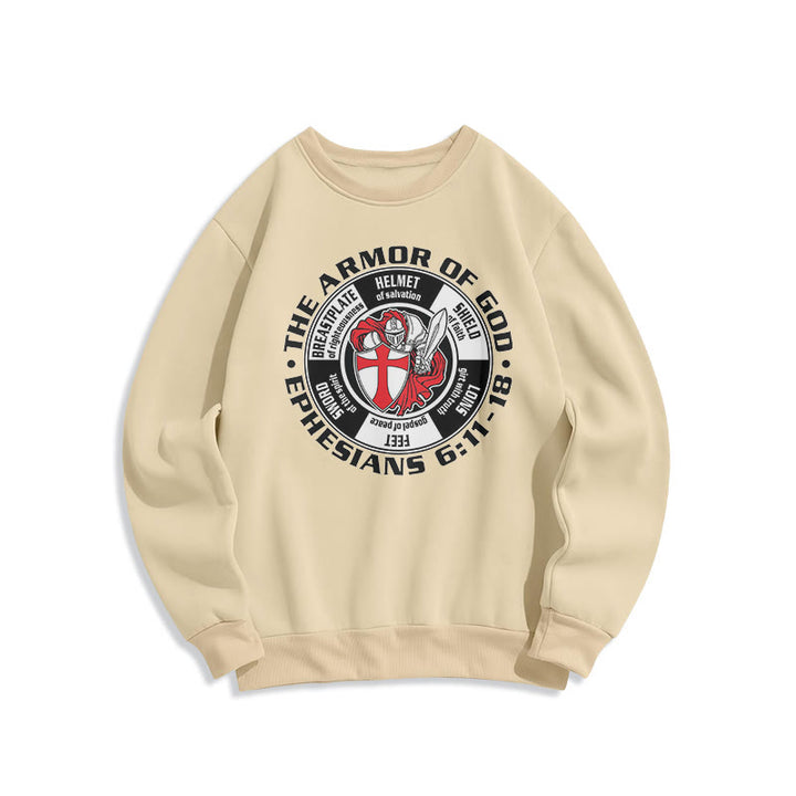 Christianartworkshop Moderner, farbiger Stil, Kreuzritterrüstung Gottes, Polyester-Sweatshirt mit Fleecefutter