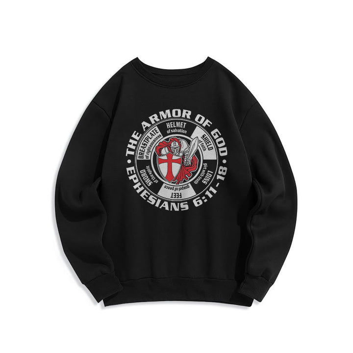 Christianartworkshop Modernes, farbiges Sweatshirt im Kreuzritter-Rüstungsstil, gefüttert mit Polyester - Schwarz - 2XL - image 6