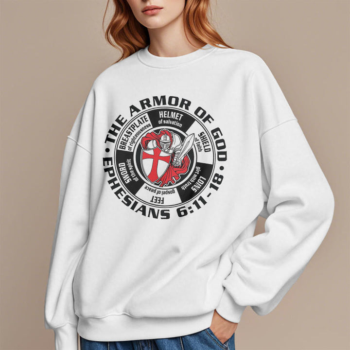 Christianartworkshop Moderner, farbiger Stil, Kreuzritterrüstung Gottes, Polyester-Sweatshirt mit Fleecefutter