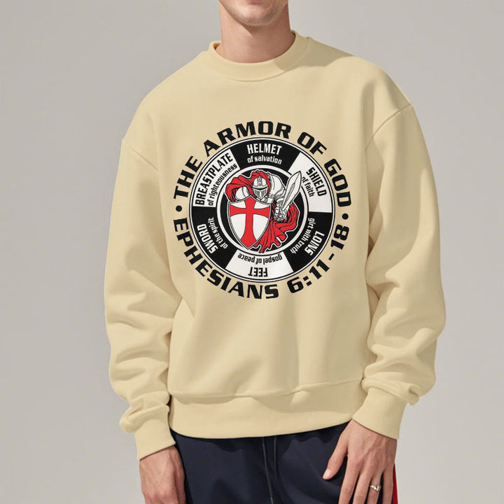 Christianartworkshop Moderner, farbiger Stil, Kreuzritterrüstung Gottes, Polyester-Sweatshirt mit Fleecefutter