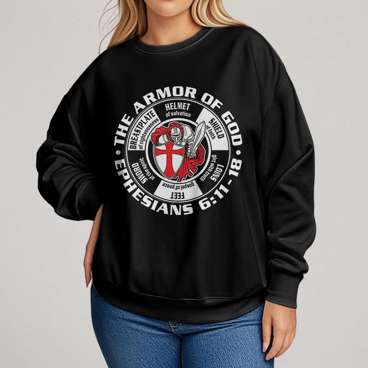 Christianartworkshop Moderner, farbiger Stil, Kreuzritterrüstung Gottes, Polyester-Sweatshirt mit Fleecefutter