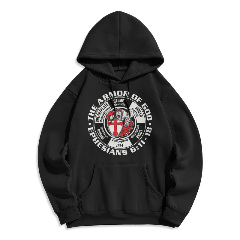 Christianartworkshop Moderner, farbiger Kapuzenpullover im Kreuzritter-Rüstungsstil Gottes, mit Fleece gefüttert