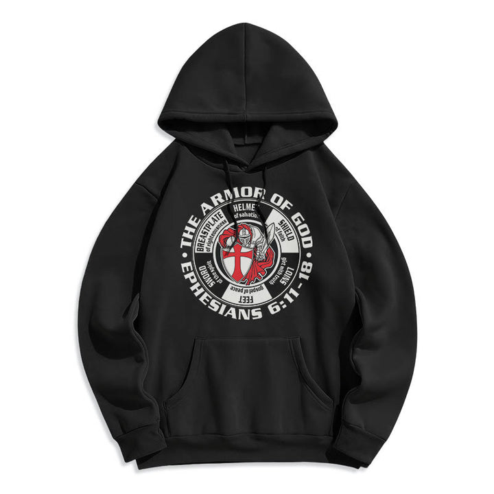 Christianartworkshop Moderner, farbiger Kapuzenpullover im Kreuzritter-Rüstungsstil Gottes, mit Fleece gefüttert