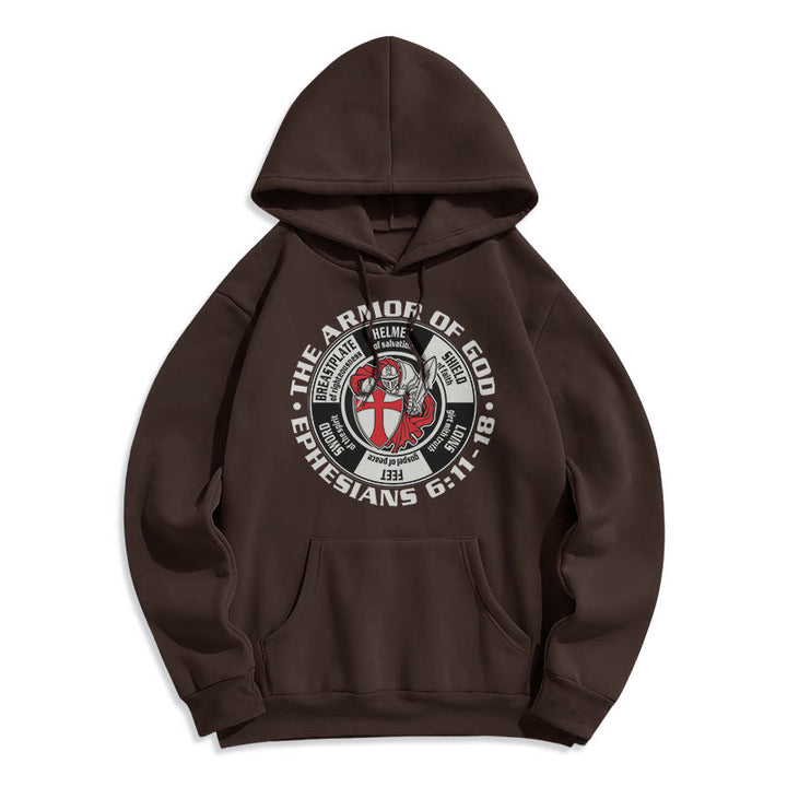 Christianartworkshop Moderner farbiger Hoodie im Kreuzritter-Rüstungsstil, gefüttert mit Polyester, Fleece-Futter - Braun - 2XL - image 9