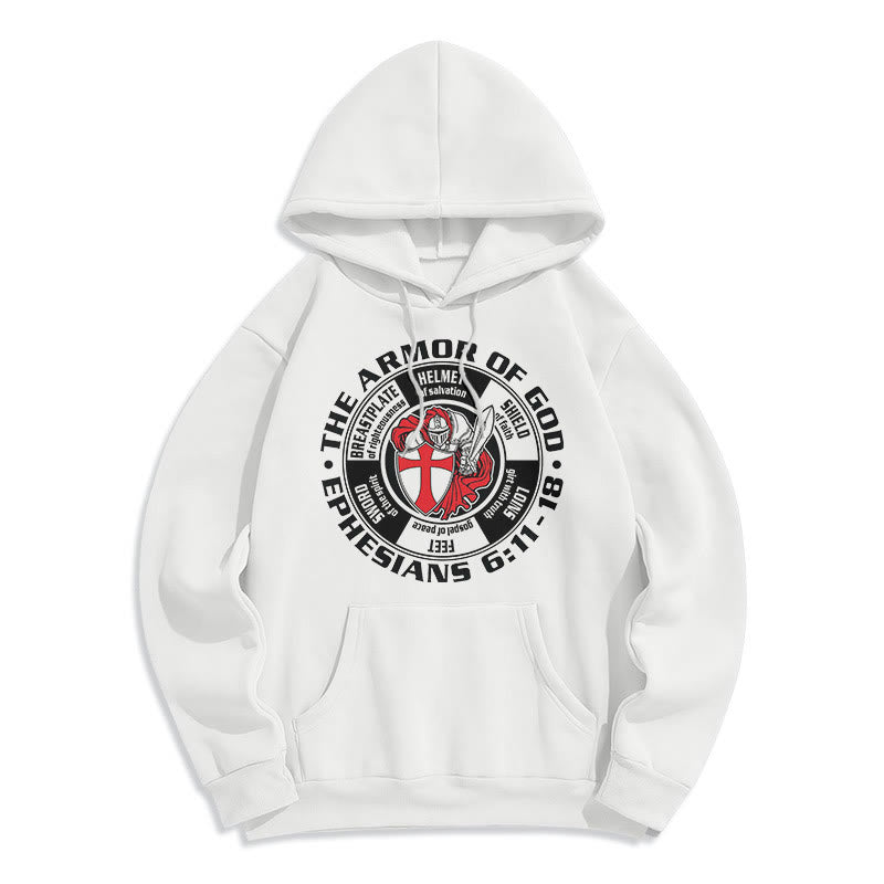 Christianartworkshop Moderner, farbiger Kapuzenpullover im Kreuzritter-Rüstungsstil Gottes, mit Fleece gefüttert - Weiß - 2XL - image 8