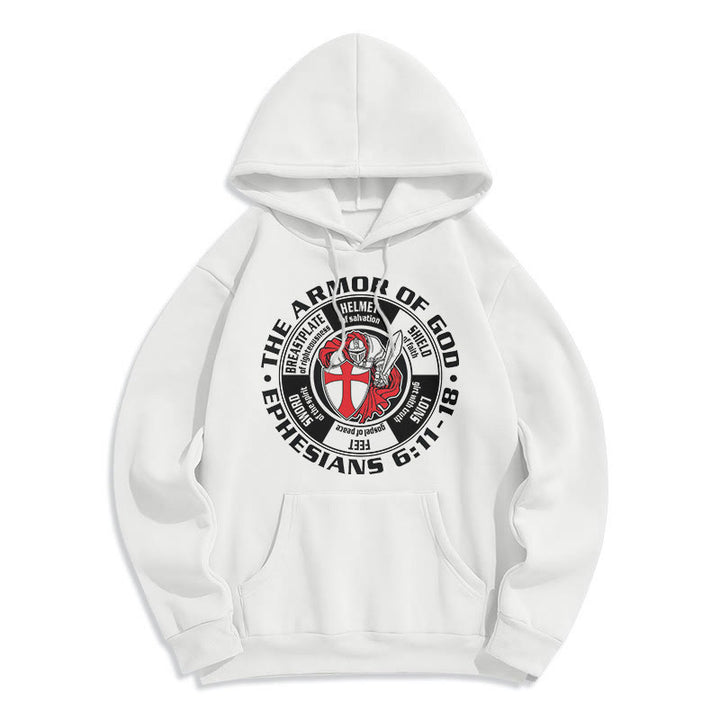 Christianartworkshop Moderner, farbiger Kapuzenpullover im Kreuzritter-Rüstungsstil Gottes, mit Fleece gefüttert - Weiß - 2XL - image 8