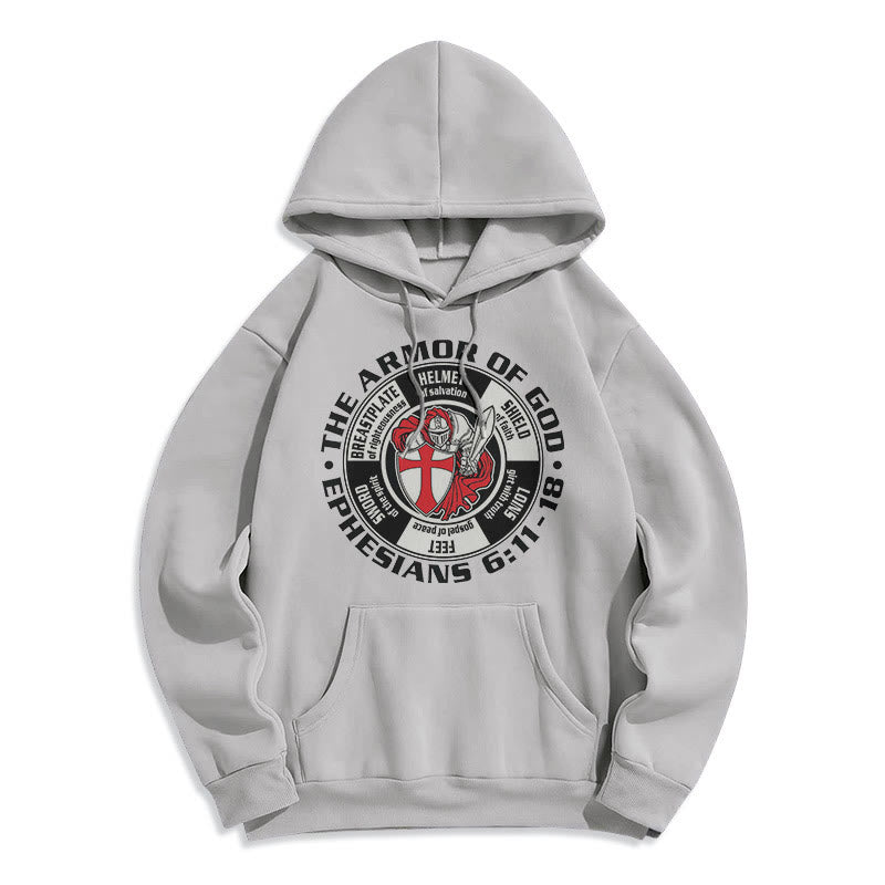 Christianartworkshop Moderner, farbiger Kapuzenpullover im Kreuzritter-Rüstungsstil Gottes, mit Fleece gefüttert