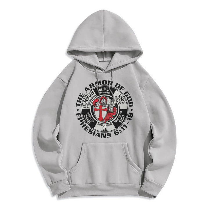 Christianartworkshop Moderner, farbiger Kapuzenpullover im Kreuzritter-Rüstungsstil Gottes, mit Fleece gefüttert - Grau - 2XL - image 16