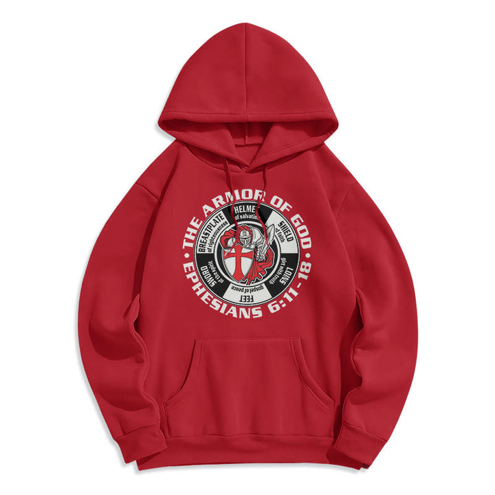 Christianartworkshop Moderner farbiger Hoodie im Kreuzritter-Rüstungsstil, gefüttert mit Polyester, Fleece-Futter - Rot - 2XL - image 17