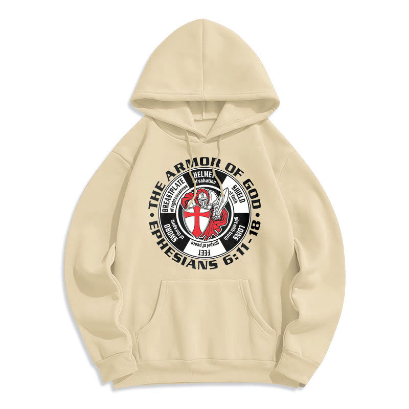 Christianartworkshop Moderner farbiger Hoodie im Kreuzritter-Rüstungsstil, gefüttert mit Polyester, Fleece-Futter - Beige - 2XL - image 0