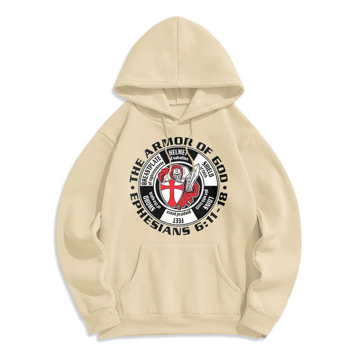 Christianartworkshop Moderner farbiger Hoodie im Kreuzritter-Rüstungsstil, gefüttert mit Polyester, Fleece-Futter - Beige - 2XL - image 0